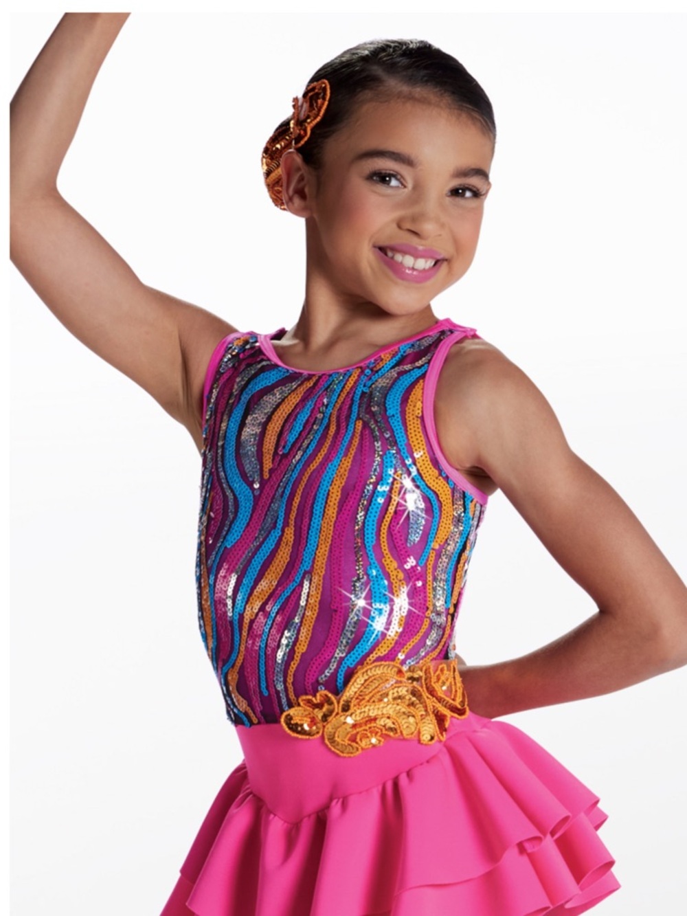 Weissman This Moment 17407 Pink Sequin Dance Costume with Multicolor Accents